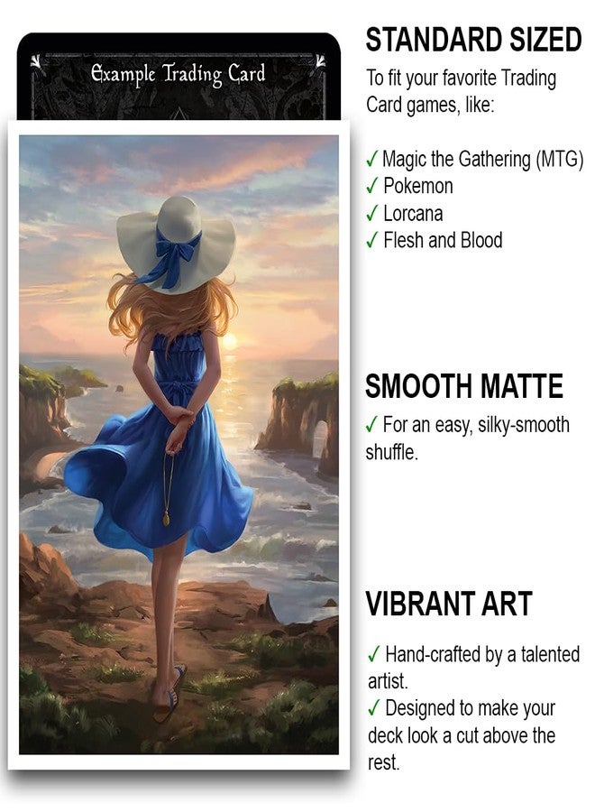 Fantasy North - Girl in The Blue Dress - 100 Smooth Matte TCG Trading Card Sleeves - Anime - Fits Magic MTG Commander Pokemon and Other Card Games - Playing Card Sleeves - Image 2